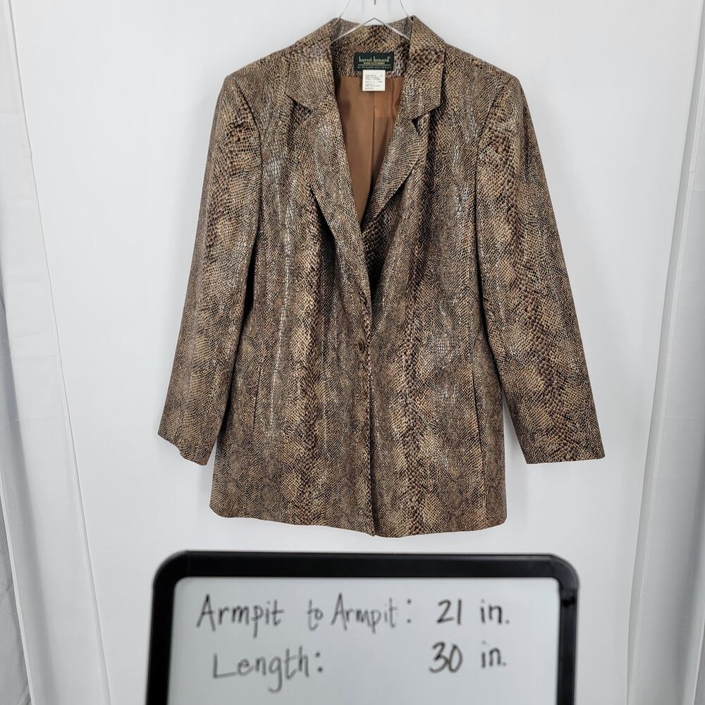 Harve Benard Blazer Womens 14W Faux Snakeskin Brown Black Lined Vintage - Picture 14 of 15